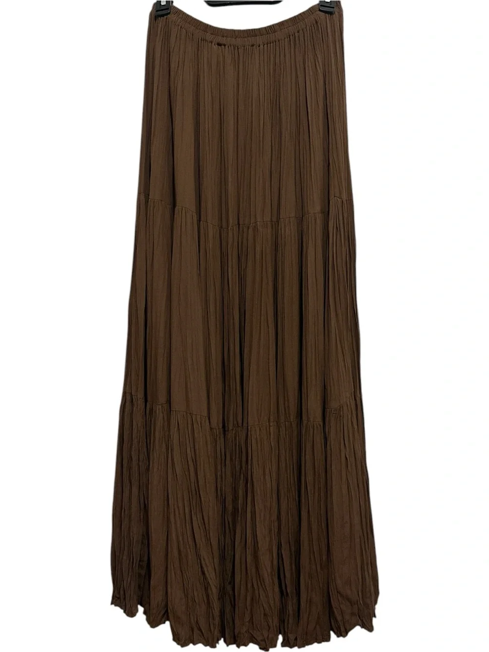 Double D Ranch Vintage 90’s Elastic Waist Tiered Crinkle Rayon Midi Skirt Medium